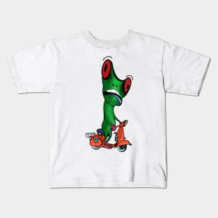 frog on a scooter Kids T-Shirt